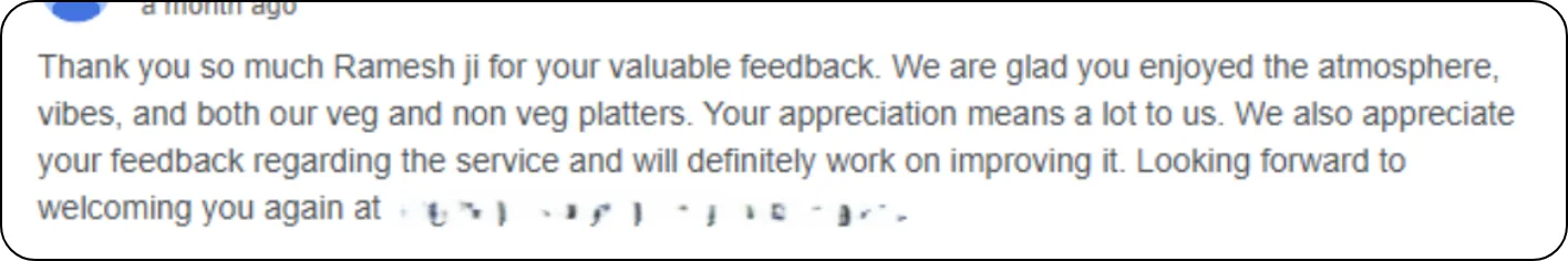 Common reply to a positive review